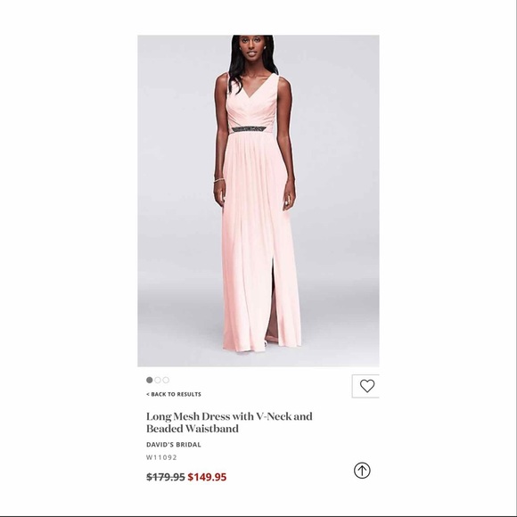 David’s Bridal Long Mesh Dress with V neck - Picture 2 of 5